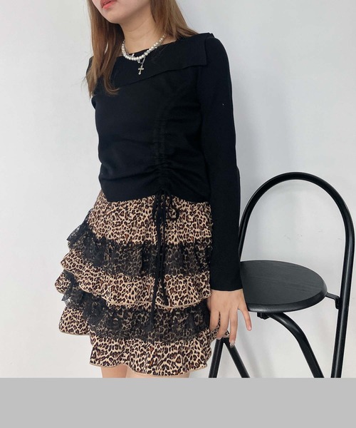 AS KNOW AS plus(アズノゥアズプラス)の「♪シャーリングリボン結び オフショル風ラメニットプルオーバー(Tシャツ/カットソー・レディース・シルバー系/ブラック/ホワイト系・FREE)」の8枚目の写真