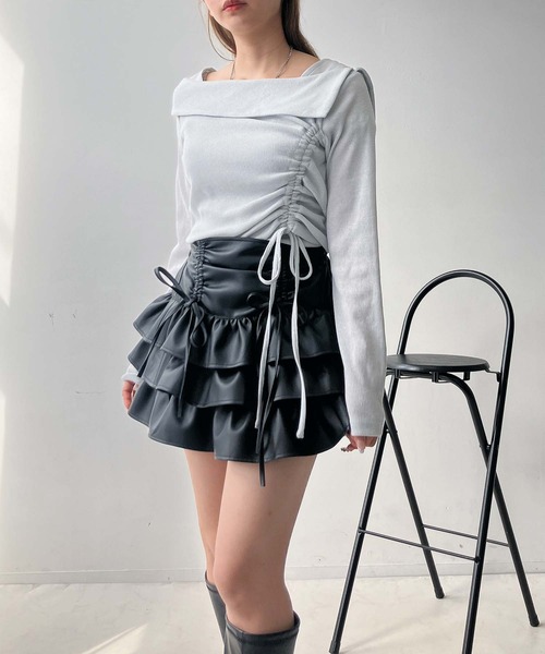 AS KNOW AS plus(アズノゥアズプラス)の「♪シャーリングリボン結び オフショル風ラメニットプルオーバー(Tシャツ/カットソー・レディース・シルバー系/ブラック/ホワイト系・FREE)」の21枚目の写真