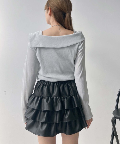 AS KNOW AS plus(アズノゥアズプラス)の「♪シャーリングリボン結び オフショル風ラメニットプルオーバー(Tシャツ/カットソー・レディース・シルバー系/ブラック/ホワイト系・FREE)」の22枚目の写真