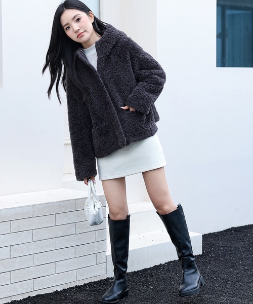 Lace Ladies(レースレディース)の「ポケット付き フーデット ジップアップ ボア ジャケット(ブルゾン・レディース・ベージュ/アイボリー/ブラック/チャコールグレー・FREE)」の14枚目の写真