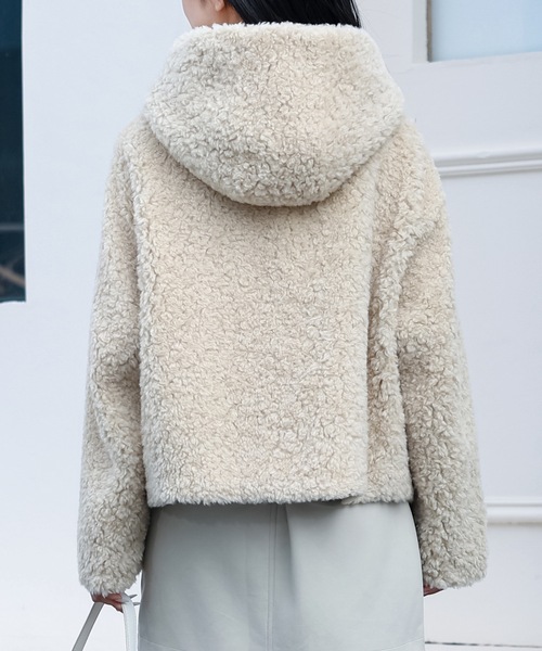 Lace Ladies(レースレディース)の「ポケット付き フーデット ジップアップ ボア ジャケット(ブルゾン・レディース・ベージュ/アイボリー/ブラック/チャコールグレー・FREE)」の19枚目の写真