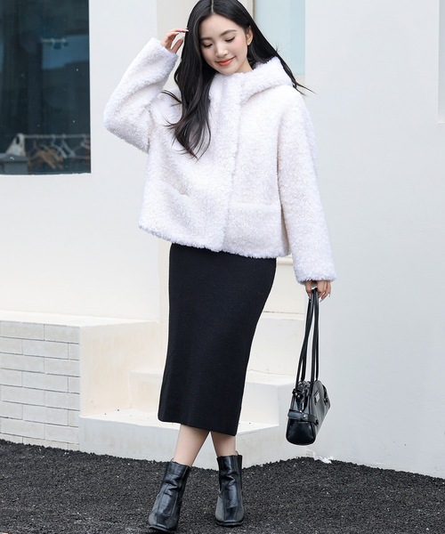 Lace Ladies(レースレディース)の「ポケット付き フーデット ジップアップ ボア ジャケット(ブルゾン・レディース・ベージュ/アイボリー/ブラック/チャコールグレー・FREE)」の20枚目の写真