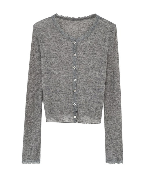 MEMECLE(メメクル)の「【 MEMECLE / メメクル 】シンプル フリル クルーネックカーディガン(カーディガン/ボレロ・レディース・グレー/ホワイト/ネイビー・SMALL/MEDIUM)」の14枚目の写真