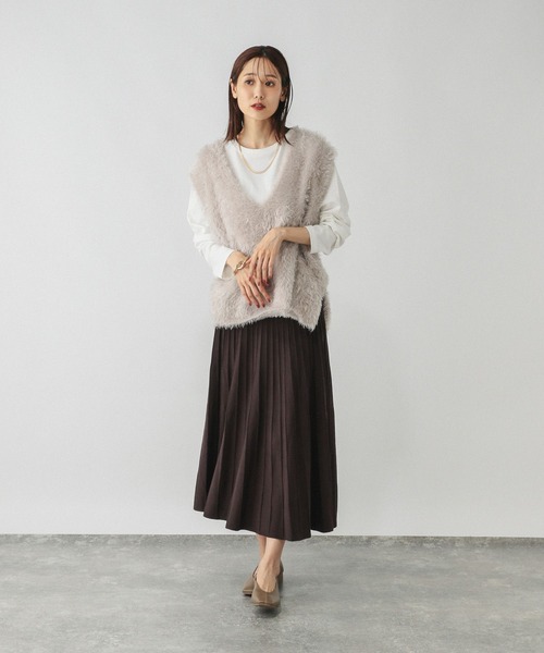GLOBAL WORK（グローバルワーク）の「滑らかニットフレアスカート/580745（スカート・レディース・ダークブラウン/グレー系その他6/ブラック・REGULAR/SHORT）」の16枚目の写真