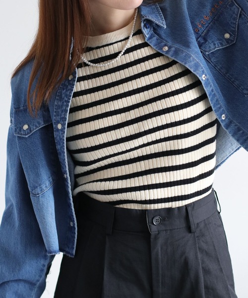 cepo（セポ）の「〈WEB限定カラーあり〉ワイドリブクルーネックニットプルオーバー（ニット/セーター・レディース・イエロー/グリーン系その他/ラベンダー/ホワイト系その他/ピンク/グリーン/ブラウン/ブラック/カーキ/ブラウン系その他/オフホワイト・M）」の18枚目の写真