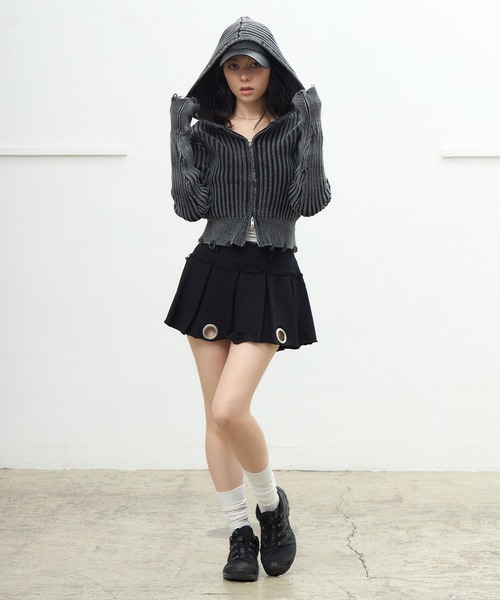 アイレットスウェットプリーツミニスカート（スカート）｜ACLENT