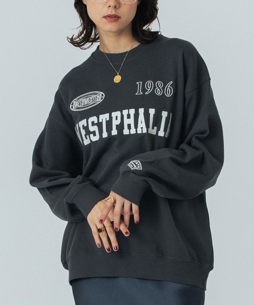 ROSE BUD（ローズバッド）の「PATCH EMBROIDERY PULLOVER（スウェット・レディース・ライトグレー/ホワイト/チャコールグレー・ONE SIZE）」の2枚目の写真