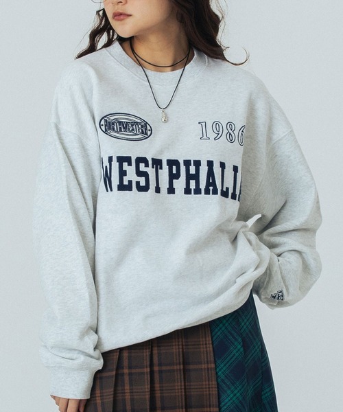 ROSE BUD（ローズバッド）の「PATCH EMBROIDERY PULLOVER（スウェット・レディース・ライトグレー/ホワイト/チャコールグレー・ONE SIZE）」の3枚目の写真