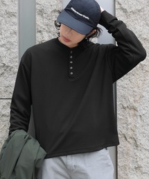 NAKER | ワッフル5ボタンヘンリーネック長袖カットソー(Tシャツ/カットソー)