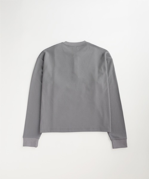 NAKER(ネイカー)の「ワッフル5ボタンヘンリーネック長袖カットソー(Tシャツ/カットソー・メンズ・アイボリー/ブラック/グレー/ブルー・S/M/L/XL)」の7枚目の写真