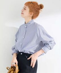 ADEAM ブラウス　長袖　フリル　ネイビー ADEAM ブラウス長袖フリルネイビー