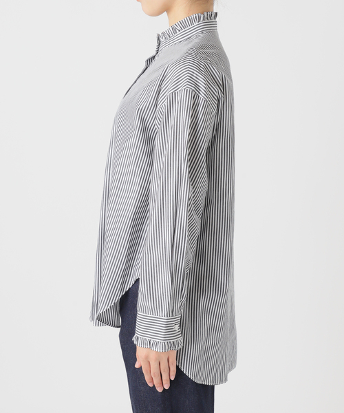 B.C STOCK（ベーセーストック）の「《追加4》【WEB限定】手洗い可 / スタンドフリルブラウス（シャツ/ブラウス・レディース・ネイビー/ブラック系その他・FREE）」の14枚目の写真