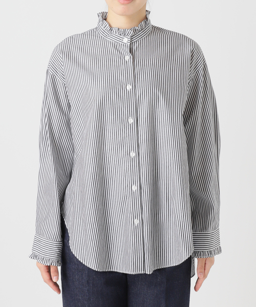 B.C STOCK（ベーセーストック）の「《追加4》【WEB限定】手洗い可 / スタンドフリルブラウス（シャツ/ブラウス・レディース・ネイビー/ブラック系その他・FREE）」の20枚目の写真