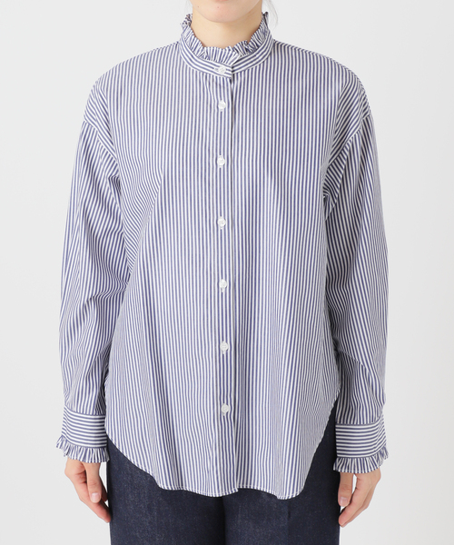 B.C STOCK（ベーセーストック）の「《追加4》【WEB限定】手洗い可 / スタンドフリルブラウス（シャツ/ブラウス・レディース・ネイビー/ブラック系その他・FREE）」の22枚目の写真