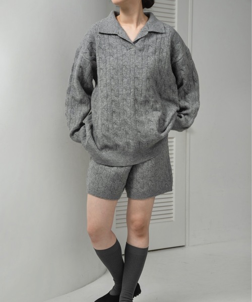 セール】cable loose knit set up / ケーブルルースニットセットアップ