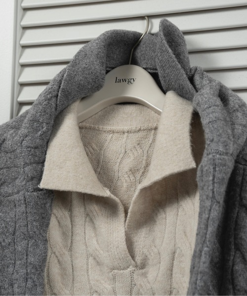 lawgy（ラウジー）の「cable loose knit set up / ケーブルルースニットセットアップ（セットアップ・レディース・ベージュ/グレー・FREE）」の12枚目の写真