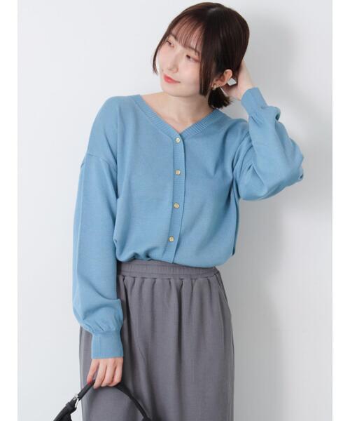 Te chichi TERRASSE（テチチテラス）の「前後2WAY金釦Vネックカーディガン（カーディガン/ボレロ・レディース・レッド/ブラック/ブルー/グレー・F）」の7枚目の写真