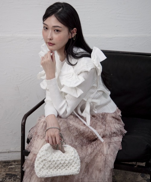 Y/lim(イリム)の「チェーンストラップ付かぎ編みバッグ(ショルダーバッグ・レディース・オフホワイト/グレー/ブラック/ピンク・FREE)」の8枚目の写真