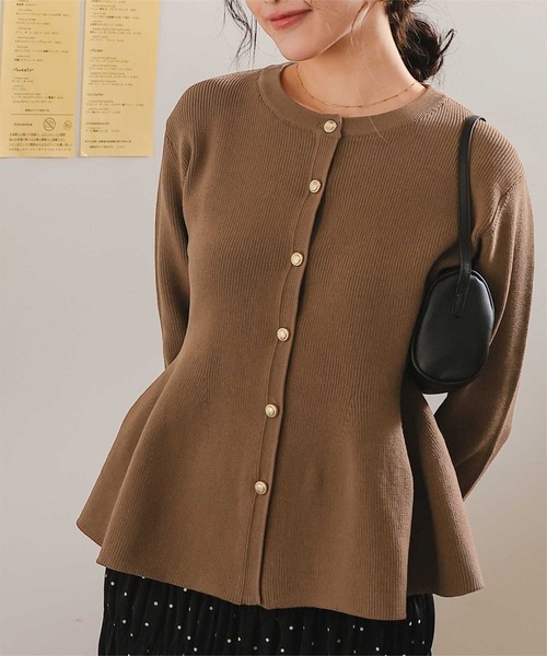 2024年 プラージュ カーディガン ニットポロ ブラウン 茶色 長袖 襟付き archives｜ミラノリブポロニットカーディガン | Rakuten Fashion(楽天