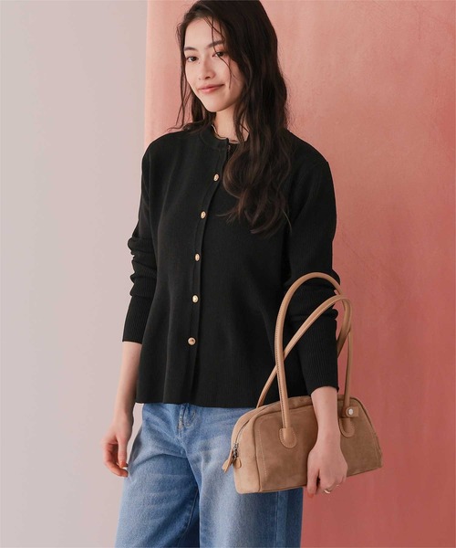 titivate（ティティベイト）の「【26SS新作/2026 SPRING COLLECTION/手洗い可】ゴールド釦ペプラムニットカーディガン（カーディガン/ボレロ・レディース・アイボリー/ブラック/ネイビー/ブラウン・S/L/M）」の12枚目の写真