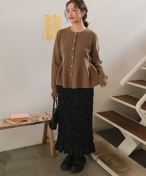 2024年 プラージュ カーディガン ニットポロ ブラウン 茶色 長袖 襟付き セール】ミラノリブポロニットカーディガン（ニット/セーター