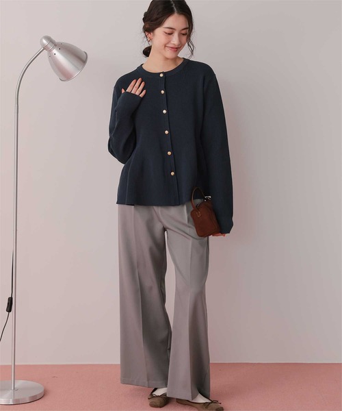 titivate（ティティベイト）の「【26SS新作/2026 SPRING COLLECTION/手洗い可】ゴールド釦ペプラムニットカーディガン（カーディガン/ボレロ・レディース・アイボリー/ブラック/ネイビー/ブラウン・S/L/M）」の16枚目の写真