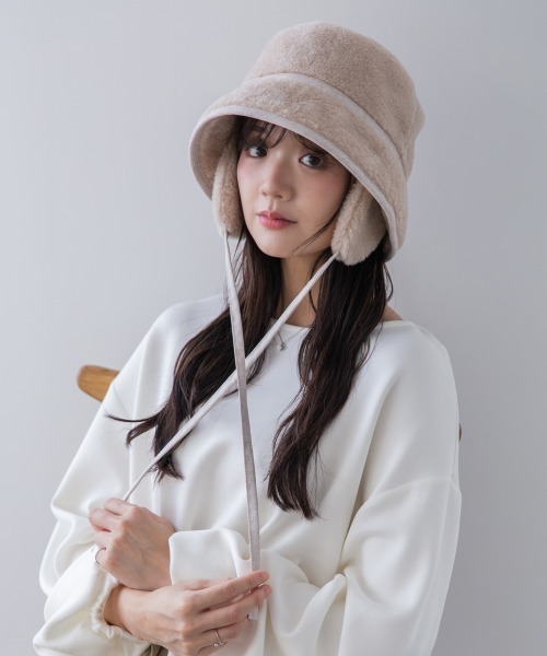 polcadot(ポルカドット)の「ボア イヤーマフバケットハット(ハット・レディース・アイボリー/ブラック/ベージュ・FREE)」の7枚目の写真