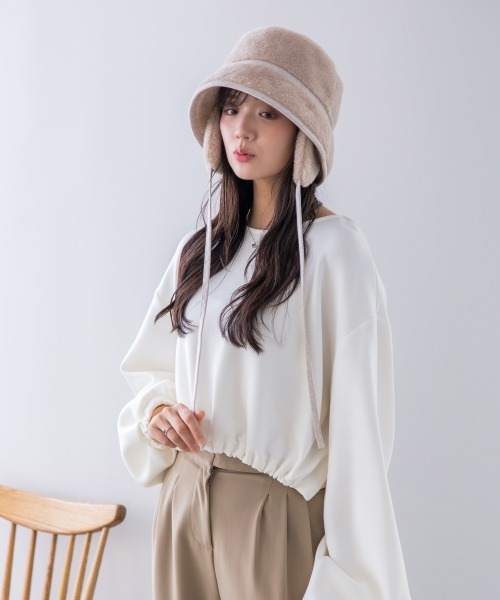 polcadot(ポルカドット)の「ボア イヤーマフバケットハット(ハット・レディース・アイボリー/ブラック/ベージュ・FREE)」の9枚目の写真