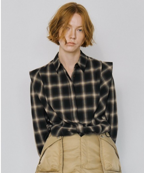 Muel Chic（ミュエルシック）の「Niger check shirt   ニジュールチェックシャツ（シャツ/ブラウス・レディース・ブラック系/ブラウン系/ベージュ系その他・FREE）」の12枚目の写真