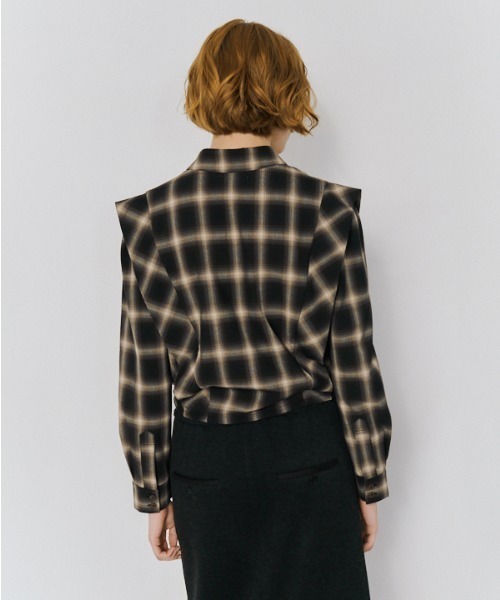 Muel Chic（ミュエルシック）の「Niger check shirt   ニジュールチェックシャツ（シャツ/ブラウス・レディース・ブラック系/ブラウン系/ベージュ系その他・FREE）」の11枚目の写真