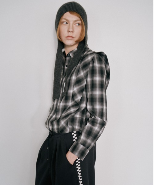 Muel Chic（ミュエルシック）の「Niger check shirt   ニジュールチェックシャツ（シャツ/ブラウス・レディース・ブラック系/ブラウン系/ベージュ系その他・FREE）」の22枚目の写真