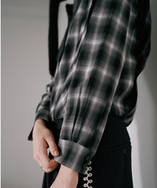 Muel Chic（ミュエルシック）の「Niger check shirt   ニジュールチェックシャツ（シャツ/ブラウス・レディース・ブラック系/ブラウン系/ベージュ系その他・FREE）」の16枚目の写真