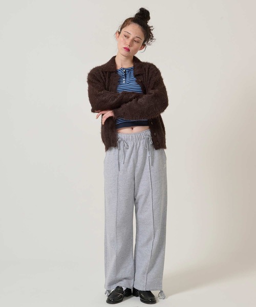 TINA:JOJUN(ティーナジョジュン)の「襟付き シャギーニット カーディガン TINA:JOJUN(カーディガン/ボレロ・レディース・オートミール/パープル/ダークブラウン・M)」の18枚目の写真