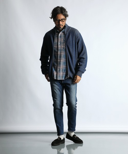 The DUFFER of ST.GEORGE（ザダファーオブセントジョージ）の「[INDIGO LABEL] DRIVER'S KNIT：インディゴ ドライバーズニット（ニット/セーター・メンズ・インディゴブルー・X-LARGE/LARGE/MEDIUM）」の7枚目の写真