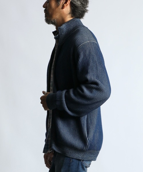 The DUFFER of ST.GEORGE（ザダファーオブセントジョージ）の「[INDIGO LABEL] DRIVER'S KNIT：インディゴ ドライバーズニット（ニット/セーター・メンズ・インディゴブルー・X-LARGE/LARGE/MEDIUM）」の8枚目の写真