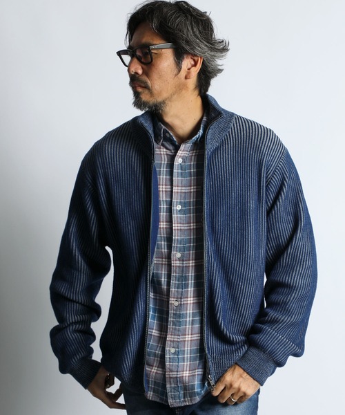 The DUFFER of ST.GEORGE（ザダファーオブセントジョージ）の「[INDIGO LABEL] DRIVER'S KNIT：インディゴ ドライバーズニット（ニット/セーター・メンズ・インディゴブルー・X-LARGE/LARGE/MEDIUM）」の6枚目の写真