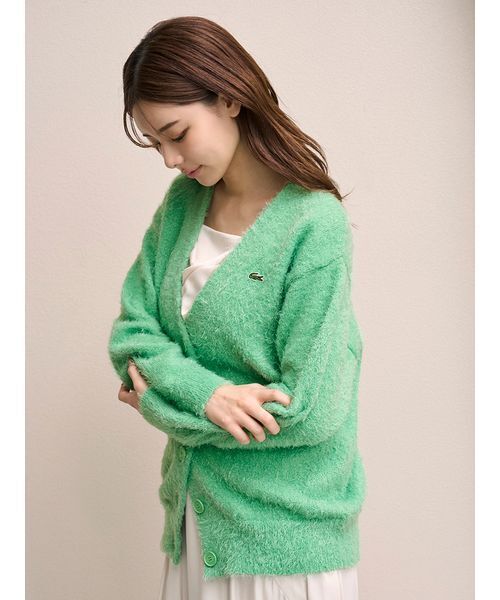 SNIDEL（スナイデル）の「LACOSTE/ラメニットカーディガン（カーディガン/ボレロ・レディース・グリーン/ライトピンク/アイボリー・F）」の4枚目の写真