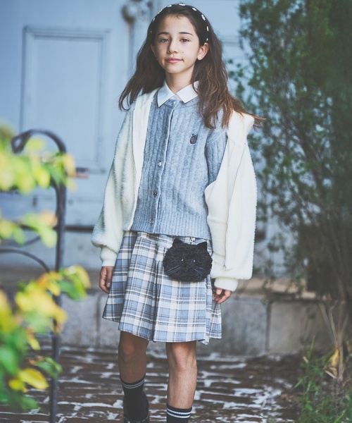 pom ponette junior(ポンポネットジュニア)の「【130cmあり】チェックボックスタックスカート×インパンセット(スカート・キッズ・ネイビー/アイボリー・L/SS/S/M)」の20枚目の写真
