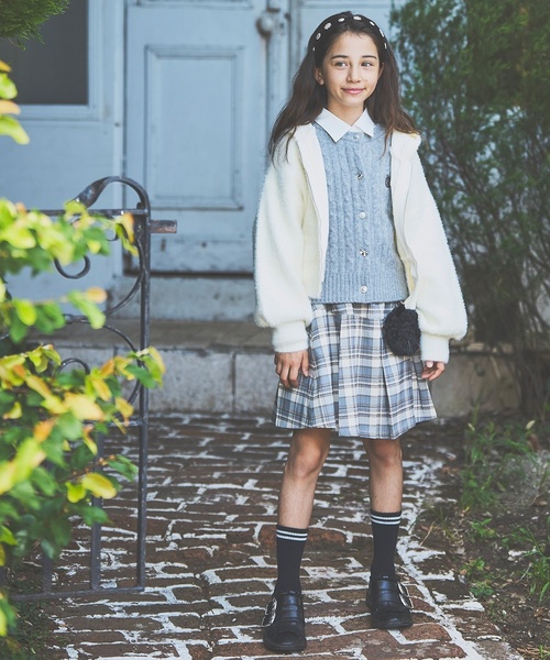 pom ponette junior(ポンポネットジュニア)の「【130cmあり】チェックボックスタックスカート×インパンセット(スカート・キッズ・ネイビー/アイボリー・L/SS/S/M)」の21枚目の写真