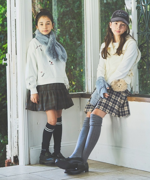 pom ponette junior(ポンポネットジュニア)の「【130cmあり】チェックボックスタックスカート×インパンセット(スカート・キッズ・ネイビー/アイボリー・L/SS/S/M)」の22枚目の写真