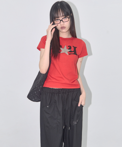 FANCY CLUB(ファンシークラブ)の「FYレオパードTシャツ(レッド) F25QB100(Tシャツ/カットソー・レディース・レッド・FREE)」の3枚目の写真
