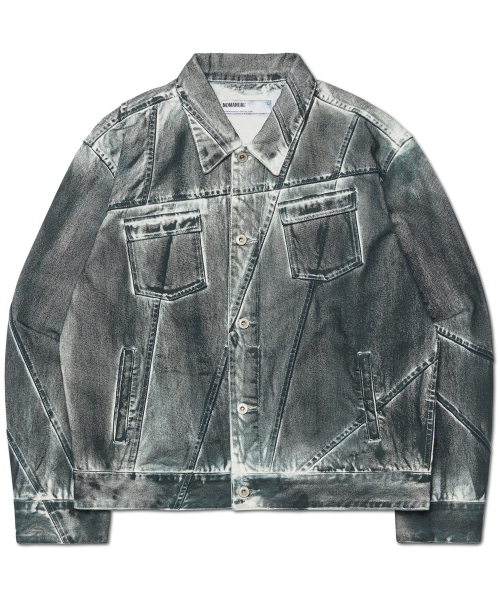 NOMANUAL(NOMANUAL)の「STAINED D.L DENIM TRUCKER JACKET - STAINED WHITE(デニムジャケット・レディース・その他・SMALL/MEDIUM/LARGE)」の1枚目の写真