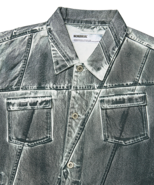 NOMANUAL(NOMANUAL)の「STAINED D.L DENIM TRUCKER JACKET - STAINED WHITE(デニムジャケット・レディース・その他・SMALL/MEDIUM/LARGE)」の6枚目の写真