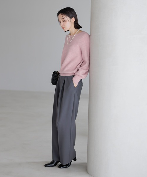 Andemiu（アンデミュウ）の「カサネタックストレートパンツ606419（スラックス・レディース・チャコールグレー/アイボリー/ブラウン/グレー・SMALL/MEDIUM）」の8枚目の写真