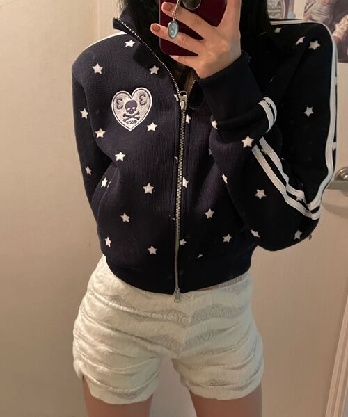 SETUP-EXE（セットアップイーエックスイー）の「STAR SPORTY ZIP-UP / NAVY（ナイロンジャケット・レディース・その他・OS）」の4枚目の写真