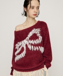 ONE SHOULDER RIBBON KNIT TOPS ワンショルダー リボン ニット トップス