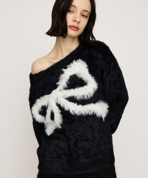 最終値下げ☆新品☆SLY☆ONE SHOULDER RIBBONKNITトップス SLY（スライ） ニット セーター ONE SHOULDER RIBBON KNIT TOPS ワン