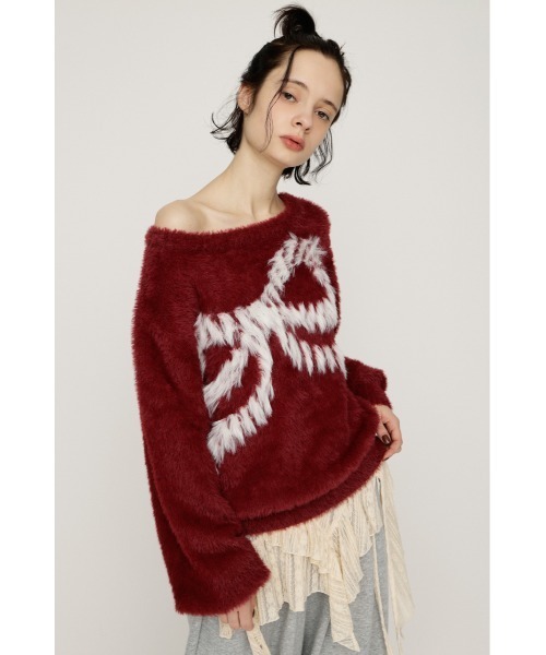 最終値下げ☆新品☆SLY☆ONE SHOULDER RIBBONKNITトップス ONE SHOULDER RIBBON KNIT TOPS ワンショルダー リボン ニット