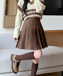 インパン+ポケット付き プリーツミニスカート