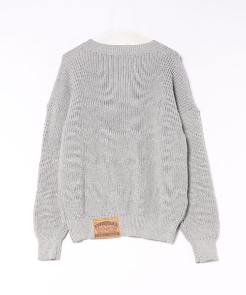 NOWLE(ノウル)の「【NOWLE】リブ編み ヘンリーネック風 ニットセーター(ニット/セーター・メンズ・グレー・MEDIUM/LARGE/SMALL)」の3枚目の写真